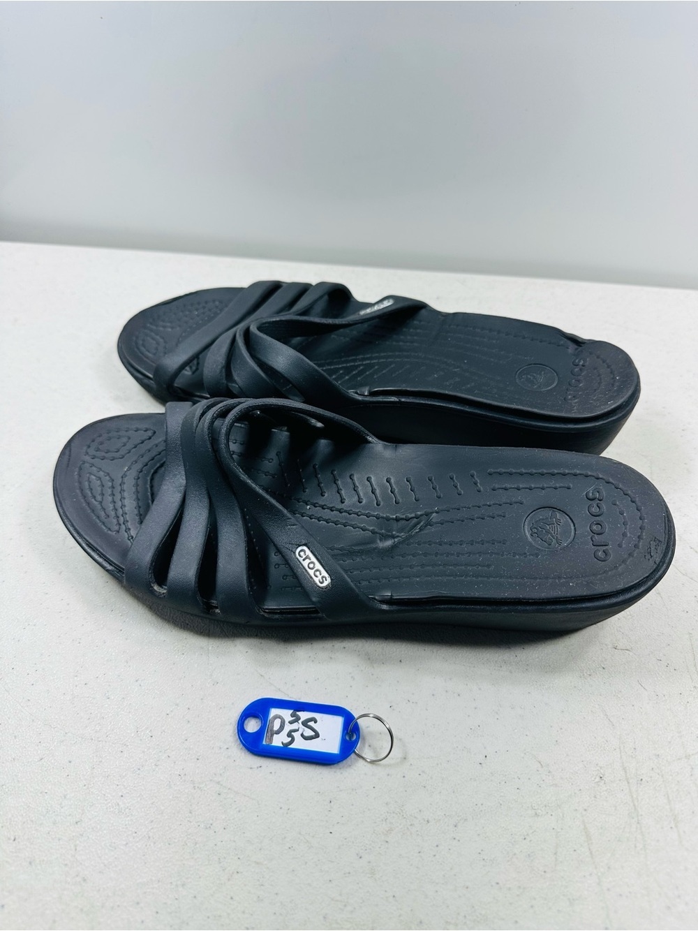 Crocs Rhonda Wedge Slide Comfort Black Sandals Women’s Size 9